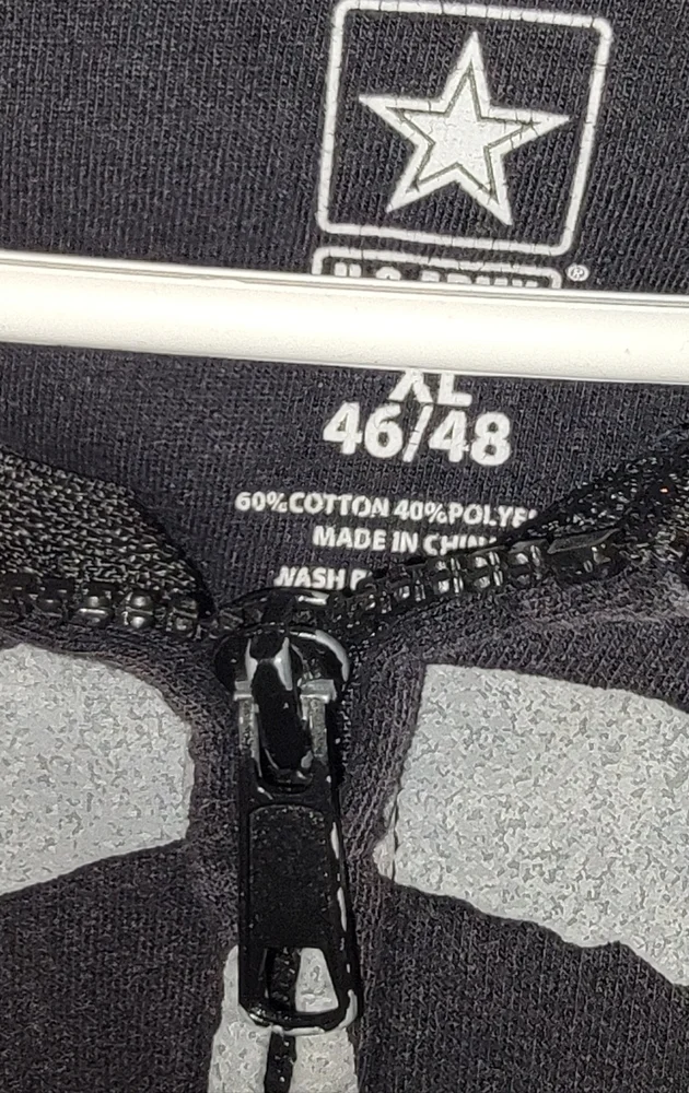 Army Black and Gray Zip-Up Hoodie Size Xl - Picture 3 of 3